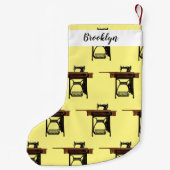 Afbeelding cartoon naaimachine kleine kerstsok (Achterkant)