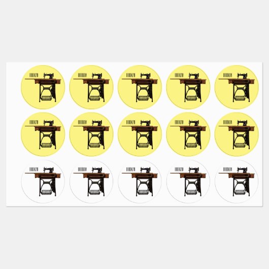 Afbeelding cartoon naaimachine labels (Vel)