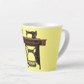 Afbeelding cartoon naaimachine latte mok (Rechterhoek)