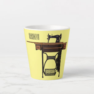 Afbeelding cartoon naaimachine latte mok