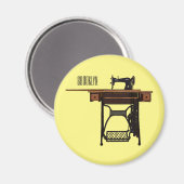 Afbeelding cartoon naaimachine magneet (Voorkant / Achterkant)