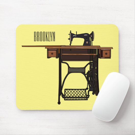 Afbeelding cartoon naaimachine muismat (Met muis)