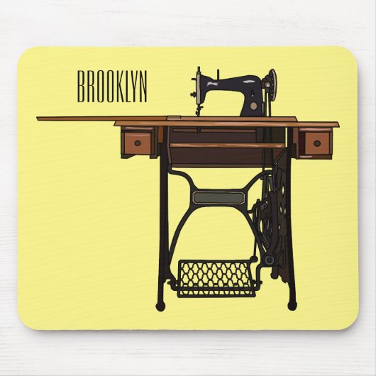 Afbeelding cartoon naaimachine muismat (Voorkant)