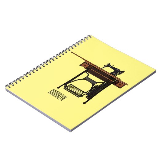 Afbeelding cartoon naaimachine notitieboek (Linkerzijde)
