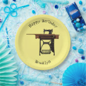 Afbeelding cartoon naaimachine papieren bordje (Feest)