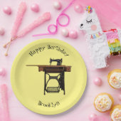 Afbeelding cartoon naaimachine papieren bordje (Feest)