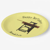 Afbeelding cartoon naaimachine papieren bordje (Gekanteld)