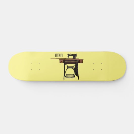 Afbeelding cartoon naaimachine persoonlijk skateboard (Horizontaal)