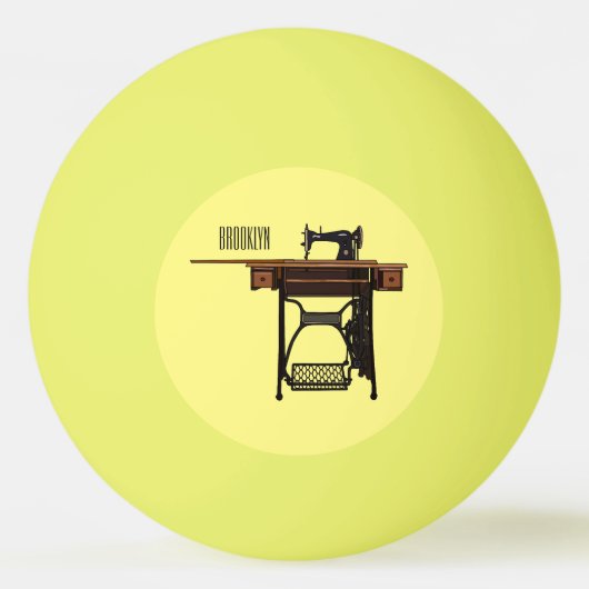 Afbeelding cartoon naaimachine pingpongbal (Voorkant)