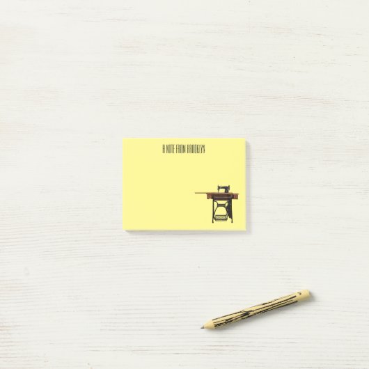 Afbeelding cartoon naaimachine post-it® notes (Op bureau)