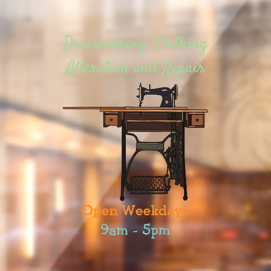 Afbeelding cartoon naaimachine raamsticker (Vel 2)