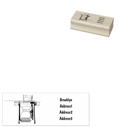 Afbeelding cartoon naaimachine rubberstempel (Gestempeld)