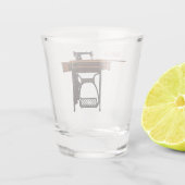 Afbeelding cartoon naaimachine shot glas (Achterkant)