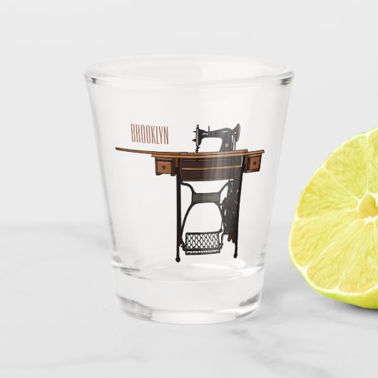 Afbeelding cartoon naaimachine shot glas (Voorkant)