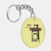 Afbeelding cartoon naaimachine sleutelhanger (Voorkant Links)