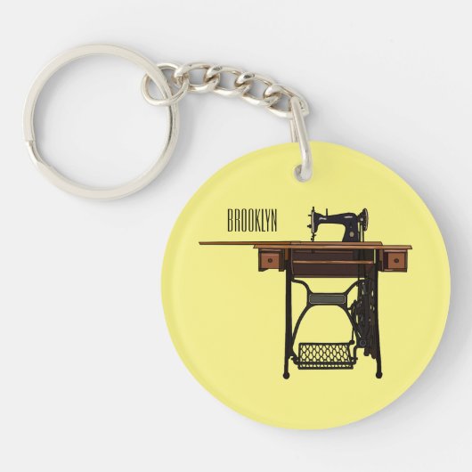 Afbeelding cartoon naaimachine sleutelhanger (Voorkant)