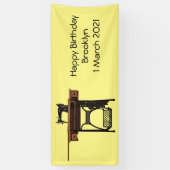 Afbeelding cartoon naaimachine spandoek (Verticaal)