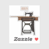 Afbeelding cartoon naaimachine sticker (Vel)