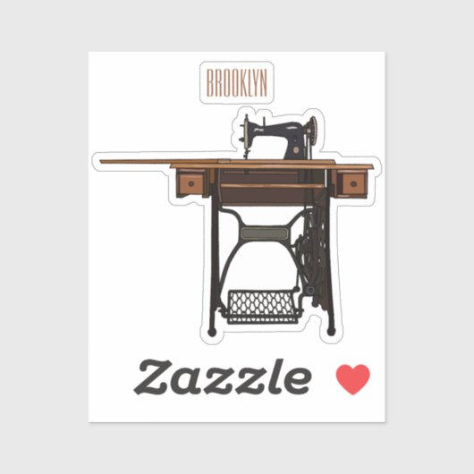 Afbeelding cartoon naaimachine sticker (Vel)