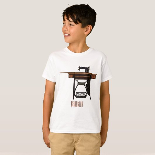 Afbeelding cartoon naaimachine t-shirt (Voorkant volledig)