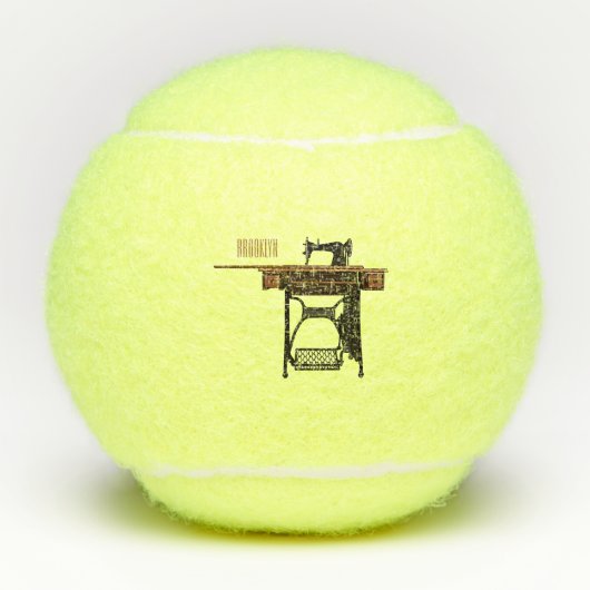 Afbeelding cartoon naaimachine tennisballen (Voorkant)