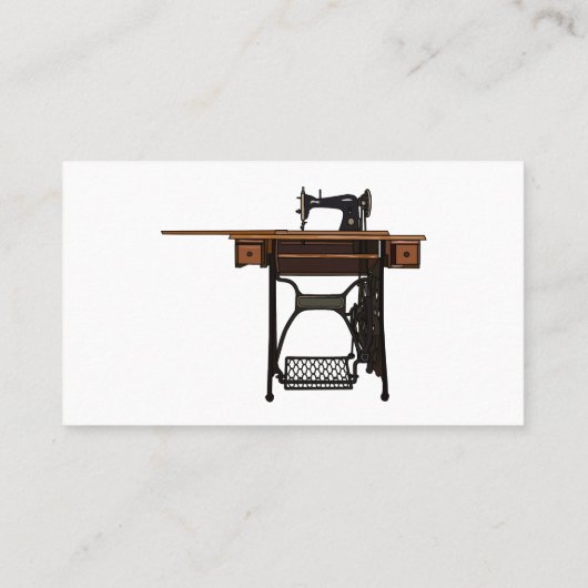 Afbeelding cartoon naaimachine visitekaartje (Achterkant)