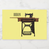 Afbeelding cartoon naaimachine voedselcontainer etiket (Enkel label)