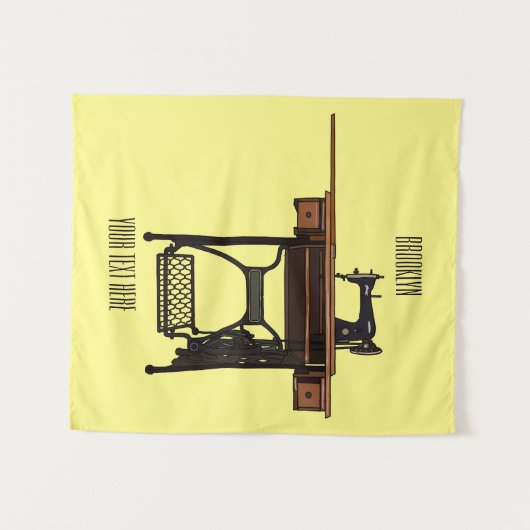 Afbeelding cartoon naaimachine wandkleed (Voorkant (horizontaal))