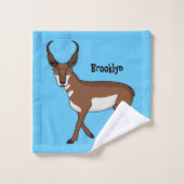Afbeelding cartoon ronghorn antelope bad handdoek (Wasdoekje)