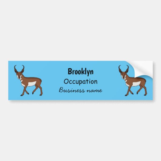 Afbeelding cartoon ronghorn antelope bumpersticker (Voorkant)