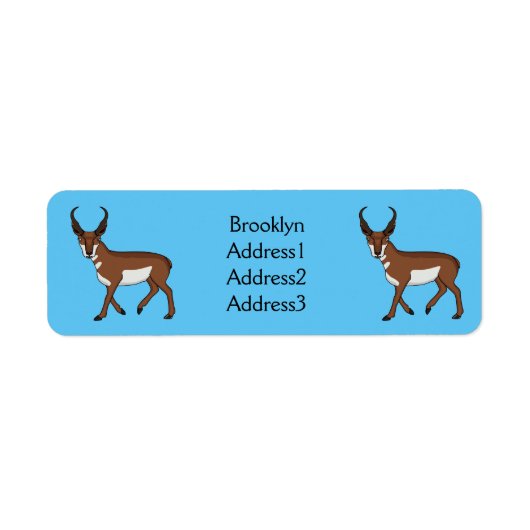 Afbeelding cartoon ronghorn antelope etiket (Voorkant)