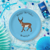 Afbeelding cartoon ronghorn antelope papieren bordje (Feest)