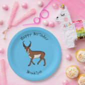 Afbeelding cartoon ronghorn antelope papieren bordje (Feest)