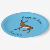 Afbeelding cartoon ronghorn antelope papieren bordje (Gekanteld)