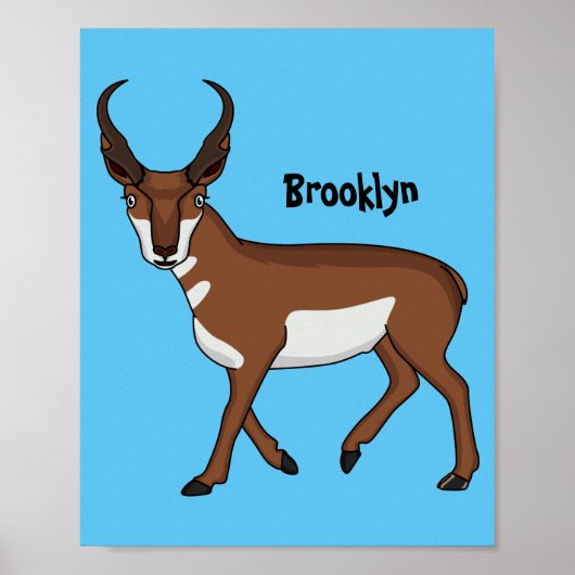 Afbeelding cartoon ronghorn antelope poster (Voorkant)