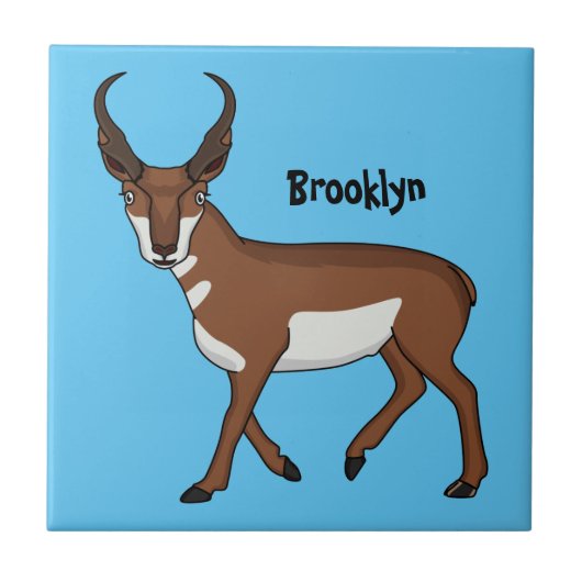 Afbeelding cartoon ronghorn antelope tegeltje (Voorkant)
