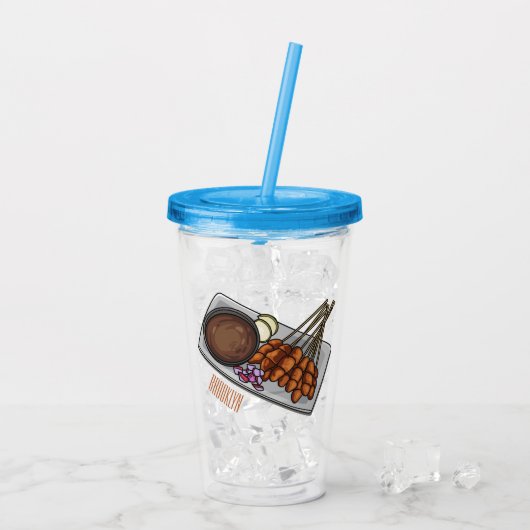 Afbeelding cartoon satay acryl drinkbeker (Achterkant ijs)