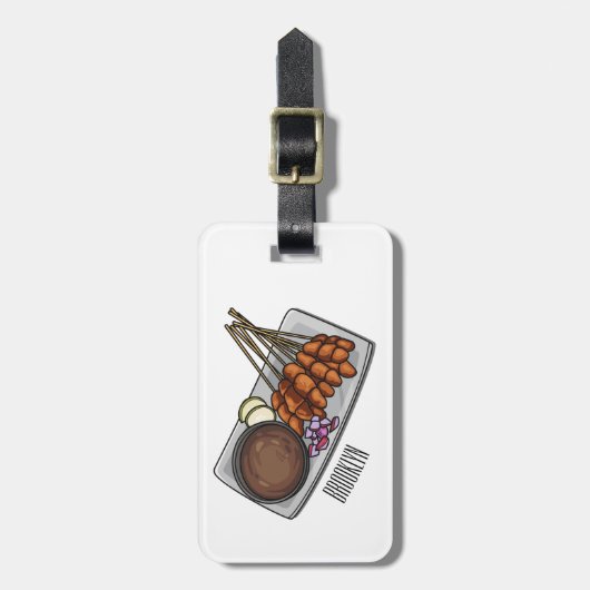 Afbeelding cartoon satay bagagelabel (Voorkant verticaal)