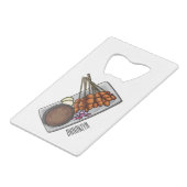 Afbeelding cartoon satay creditkaart flessenopener (Voorkant Gekanteld)