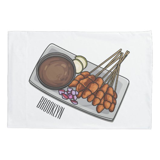 Afbeelding cartoon satay kussensloop (Achterkant)
