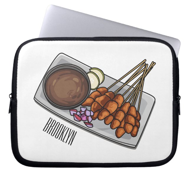 Afbeelding cartoon satay laptop sleeve (Voorkant)