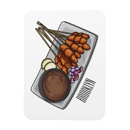 Afbeelding cartoon satay magneet (Verticaal)