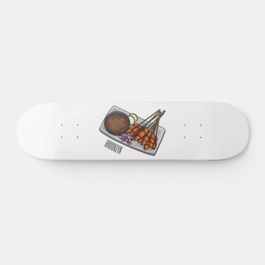 Afbeelding cartoon satay persoonlijk skateboard (Horizontaal)