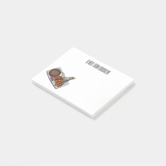 Afbeelding cartoon satay post-it® notes (Schuin)
