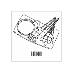 Afbeelding cartoon satay rubberstempel