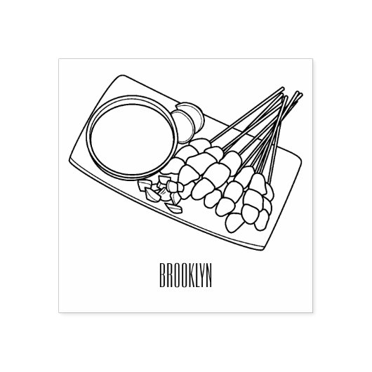 Afbeelding cartoon satay rubberstempel (Afrduk)