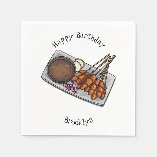 Afbeelding cartoon satay servet (Voorkant)