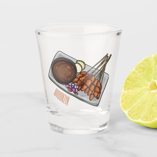 Afbeelding cartoon satay shot glas (Voorkant)