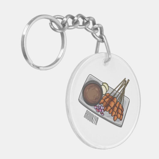 Afbeelding cartoon satay sleutelhanger (Voorkant Links)