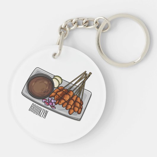 Afbeelding cartoon satay sleutelhanger (Achterkant)